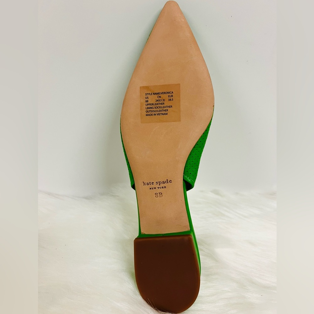 Kate Spade Veronica Perforated Leather Slingback Mules In Green NWOB - Picture 11 of 12